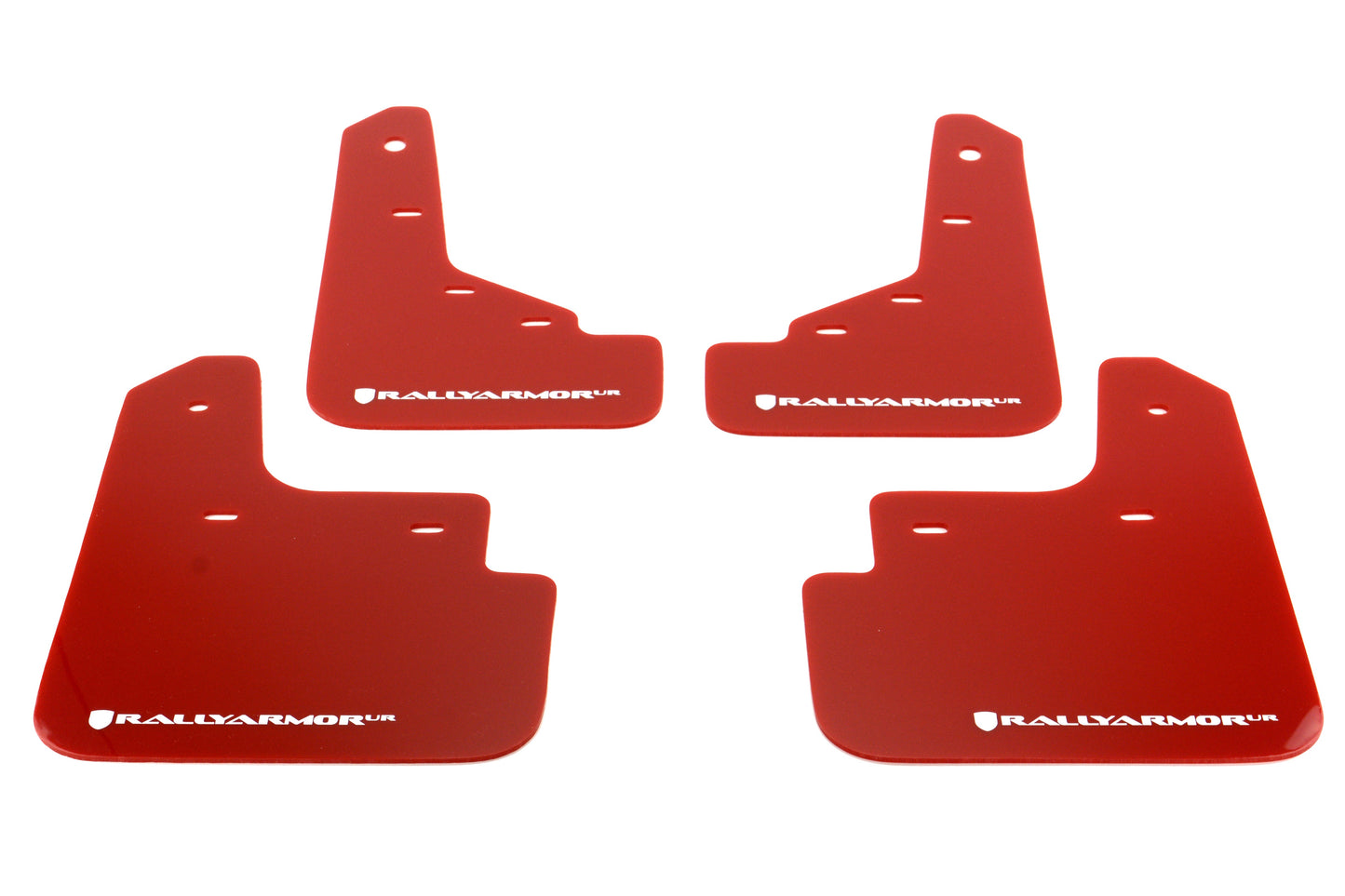 Rally Armor UR Mudflaps Red Urethane White Logo - 2014-2015 Mazda 3