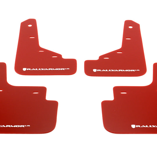 Rally Armor UR Mudflaps Red Urethane White Logo - 2014-2015 Mazda 3