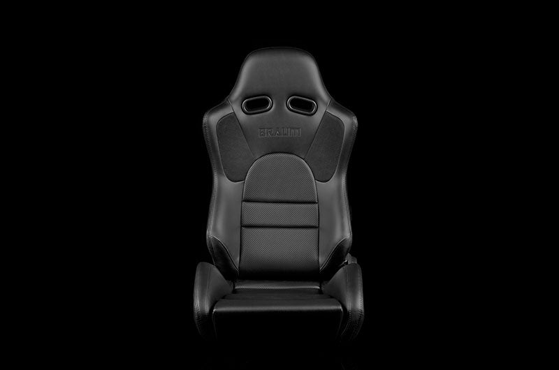 Braum Advan Series Sport Seats - Black Leatherette (Black Stitching) Pair - Universal