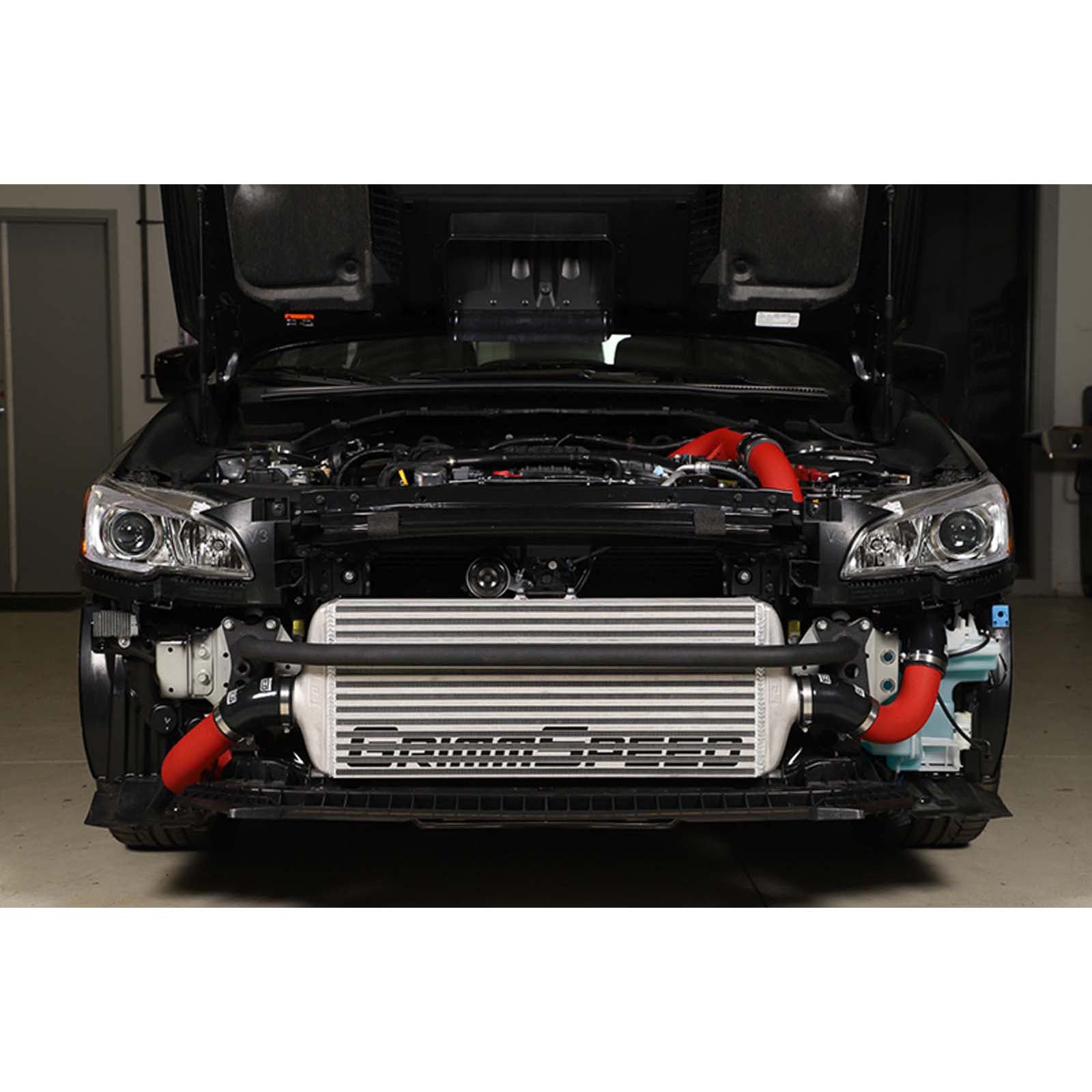 GrimmSpeed Front Mount Intercooler Kit Silver Core w/ Red Piping - 2015-2021 Subaru WRX