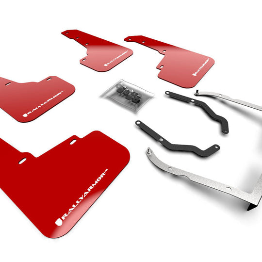 Rally Armor UR Mudflaps Lift / AT Red Urethane White Logo - 2018-2021 Subaru Crosstrek