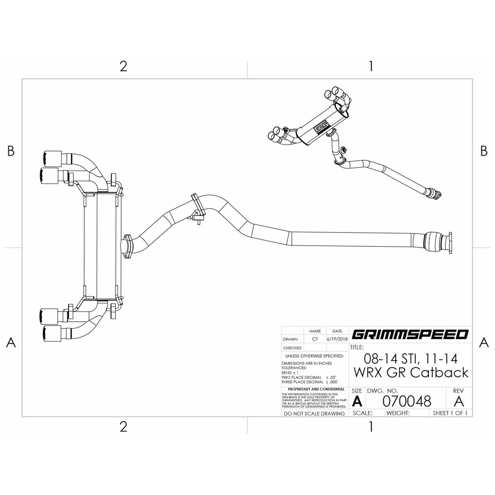 GrimmSpeed Catback Exhaust System Resonated - 2008-2014 Subaru WRX / STI Hatchback