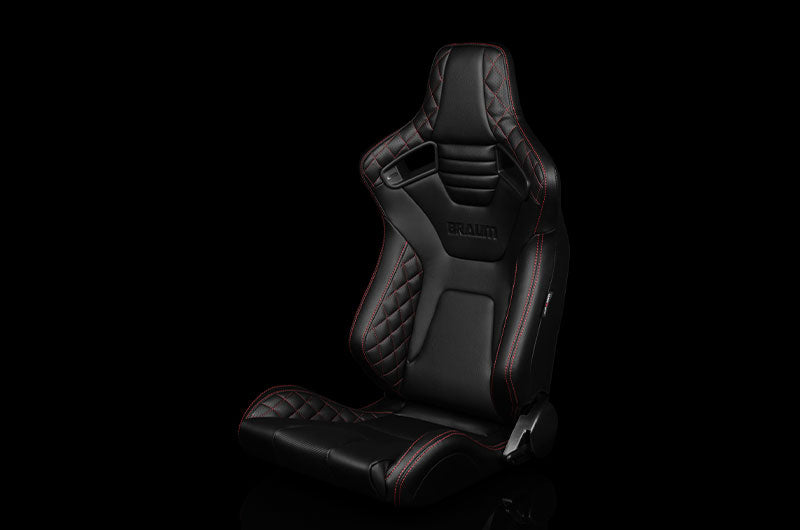 Braum Elite-X Series Sport Seats - Black Diamond (Red Stitching) Pair - Universal