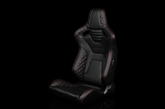 Braum Elite-X Series Sport Seats - Black Diamond (Red Stitching) Pair - Universal