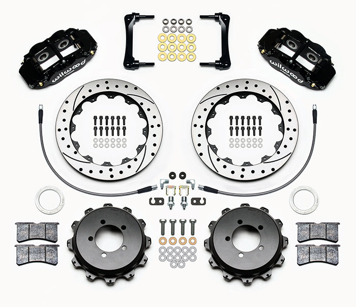 Wilwood FNSL4R 12.88in Rear Kit Drilled / Slotted Black - 2008-2014 Subaru WRX