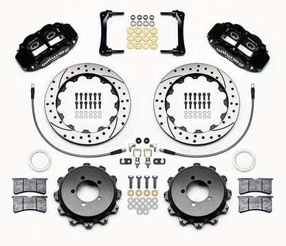 Wilwood FNSL4R 12.88in Rear Kit Drilled / Slotted Black - 2008-2014 Subaru WRX