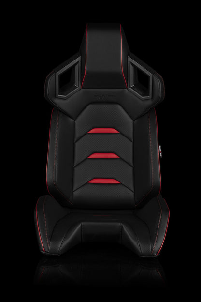 BRAUM ALPHA-X Series Sport Seats - Black / Red - Universal
