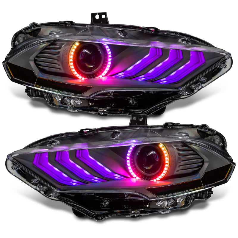 Oracle Lighting 18-23 Ford Mustang Dynamic ColorSHIFT LED Headlights - Black Series SEE WARRANTY