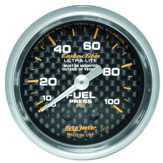 Autometer Carbon Fiber Fuel Pressure Gauge Mechanical 52mm - Universal