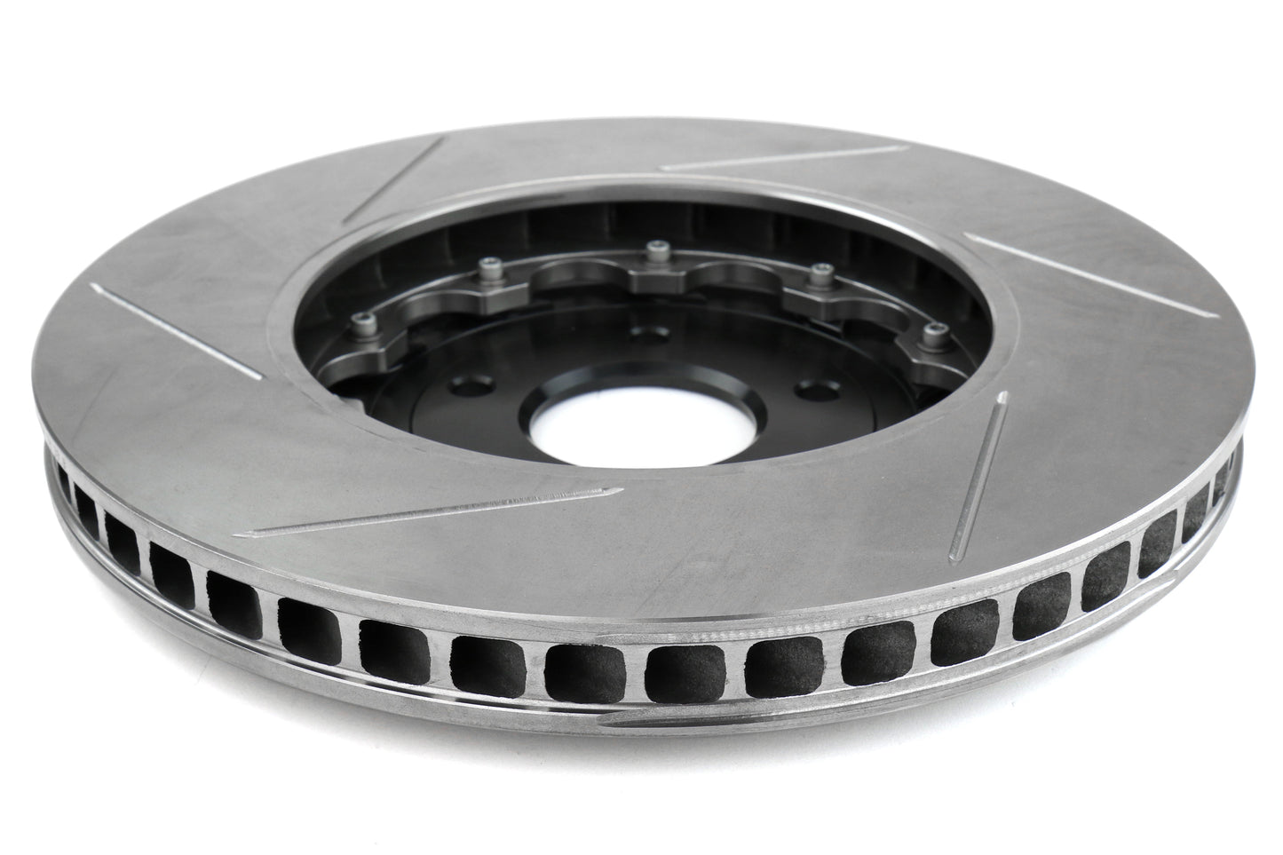Stoptech 2 Piece AeroRotor and Hat 350x32 Slotted Front Left - 2008-2015 Mitsubishi Evo X