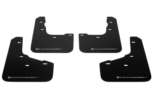 Rally Armor UR Mudflaps Black Urethane Silver Logo - 2014-2019 Ford Fiesta ST