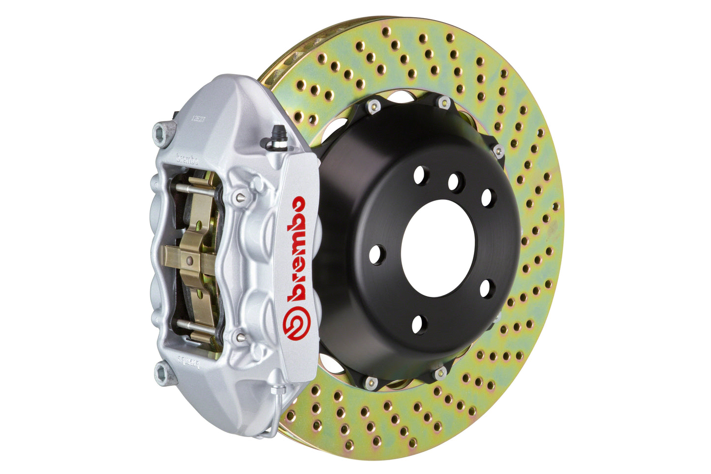 Brembo Gran Turismo Drilled Brake Kit 4 Piston 2-Piece Silver Rear - 2008-2014 Subaru STI / 2010-2014 Legacy GT/3.6