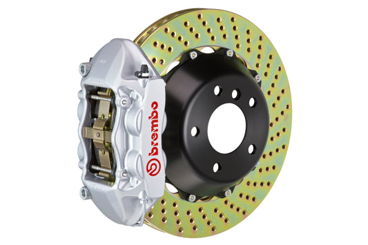 Brembo Gran Turismo Drilled Brake Kit 4 Piston 2-Piece Silver Rear - 2008-2014 Subaru STI / 2010-2014 Legacy GT/3.6