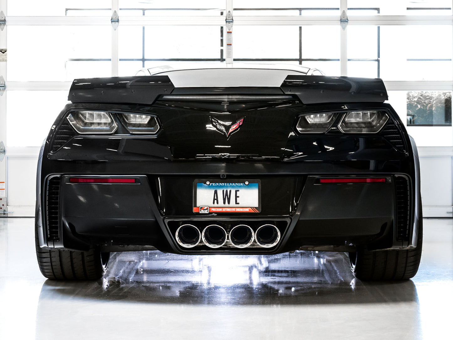 AWE Touring Edition Axleback Exhaust for C7 Corvette Stingray / Z51 / Grand Sport / Z06 / ZR1 -- Chrome Silver Tips (includes AWE AFM valve simulators)