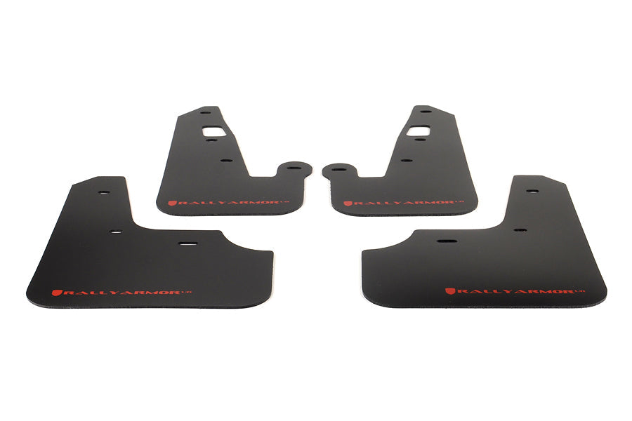 Rally Armor UR Mudflaps Black Urethane Red Logo - 2007-2012 Mitsubishi Lancer