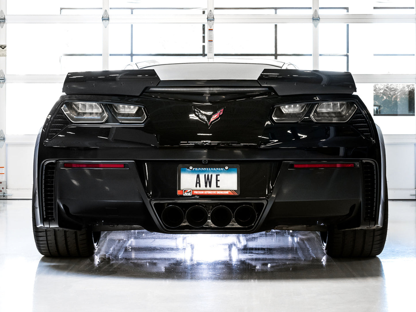 AWE Touring Edition Axleback Exhaust for C7 Corvette Stingray / Z51 / Grand Sport / Z06 / ZR1 -- Diamond Black Tips (includes AWE AFM valve simulators)