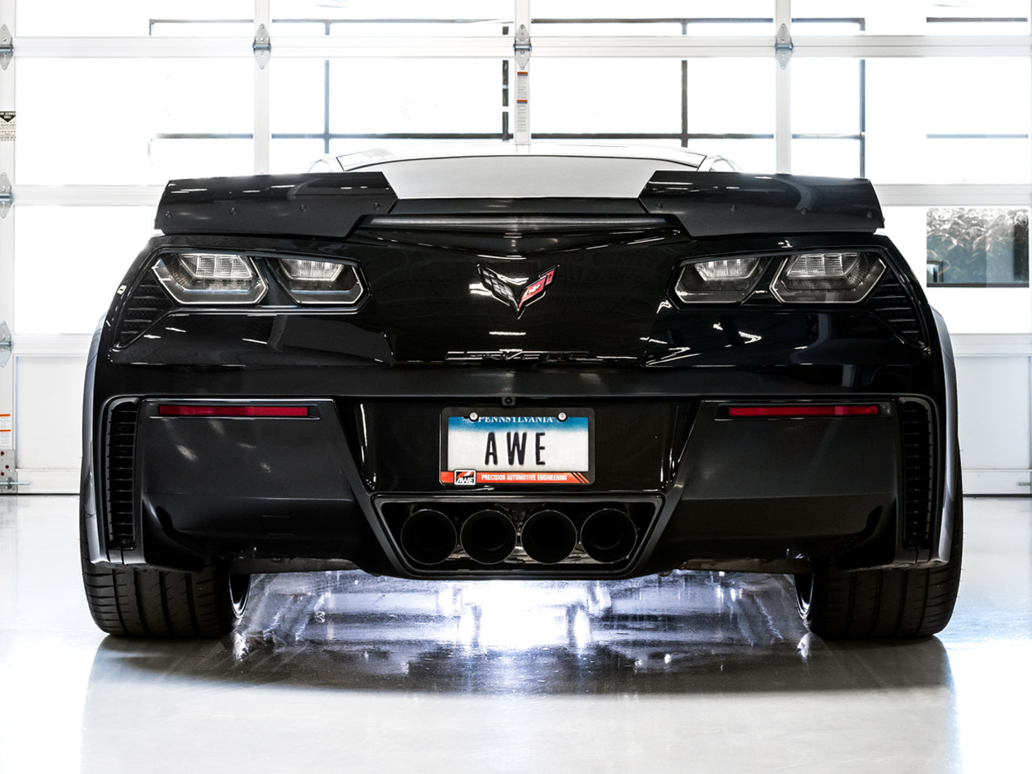 AWE Touring Edition Axleback Exhaust for C7 Corvette Stingray / Z51 / Grand Sport / Z06 / ZR1 -- Diamond Black Tips (includes AWE AFM valve simulators)