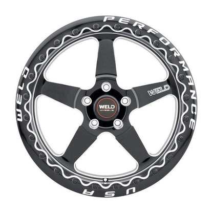 Weld S904 15x10 Ventura Beadlock 5x114.3 ET25 BS6.5 Gloss BLK MIL DIA 78.1