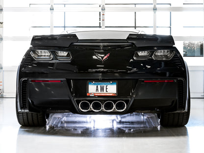AWE Track Edition Axleback Exhaust for C7 Corvette Stingray / Z51 / Grand Sport / Z06 / ZR1 -- Chrome Silver Tips (includes AWE AFM valve simulators)