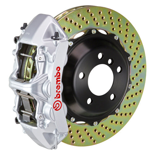 Brembo GT System 6 Piston Front Brake Kit Silver Drilled Rotors - Volkswagen Models (inc. 2015+ GTI)