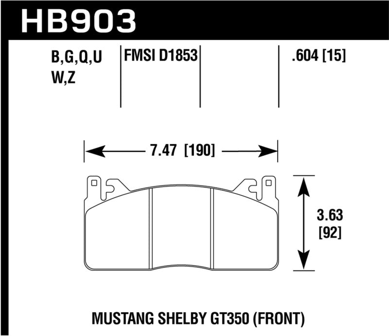 Hawk 15-17 Ford Mustang Shelby GT350/GT350R Performance Ceramic Front Brake Pads