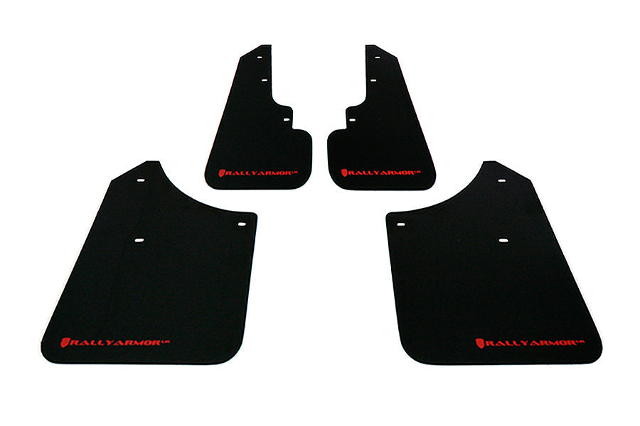 Rally Armor UR Mudflaps Black Urethane Red Logo - 2003-2008 Subaru Forester