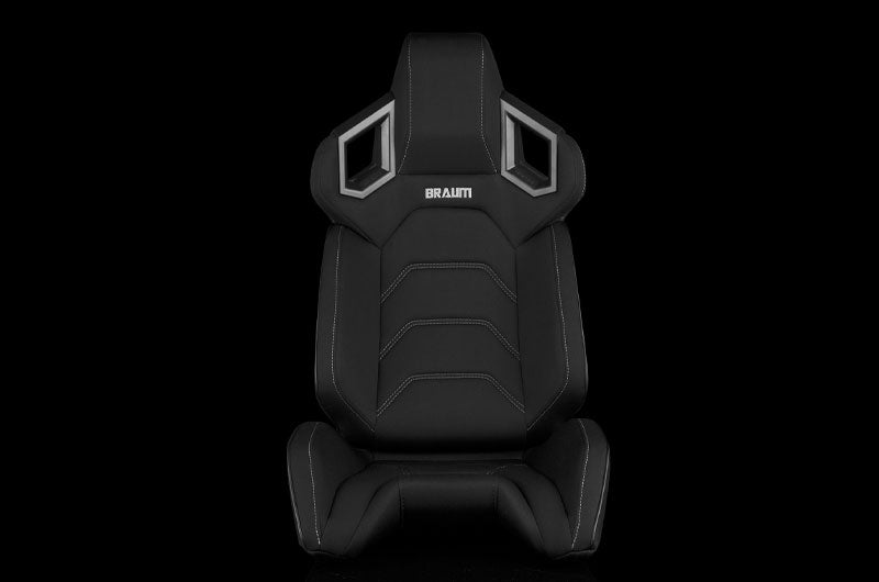 Braum Alpha X Series Sport Seats - Black Polo Fabric (Grey Stitching)  Pair - Universal