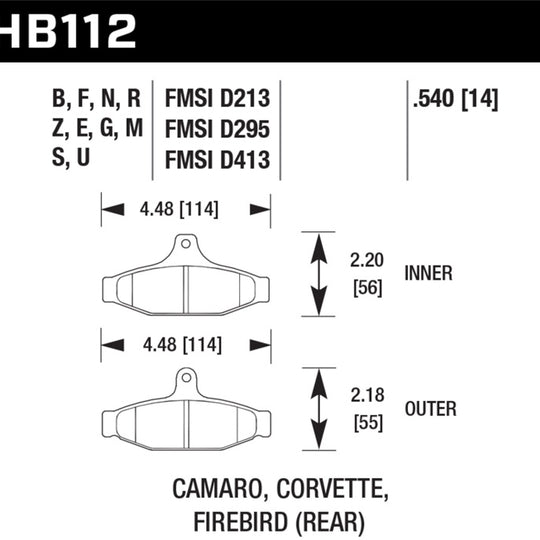 Hawk 84-96 Corvette /88.5-97 Pontiac Firebird HP+ Street Rear Brake Pad