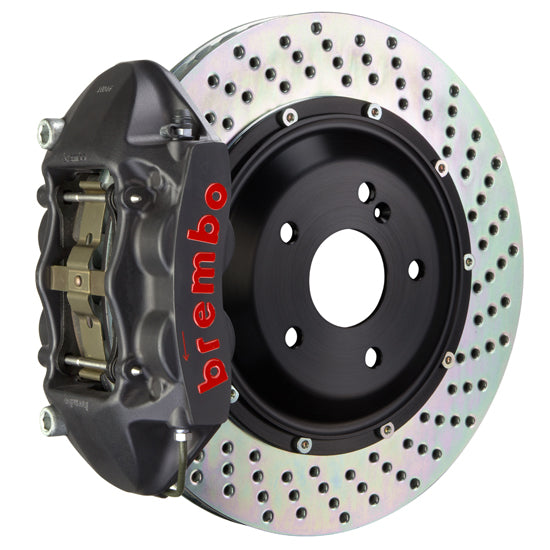 Brembo GT-S System 4 Piston Front Brake Kit Hard Anodized Drilled Rotors - Volkswagen Models (inc. 2006-2014 GTI)
