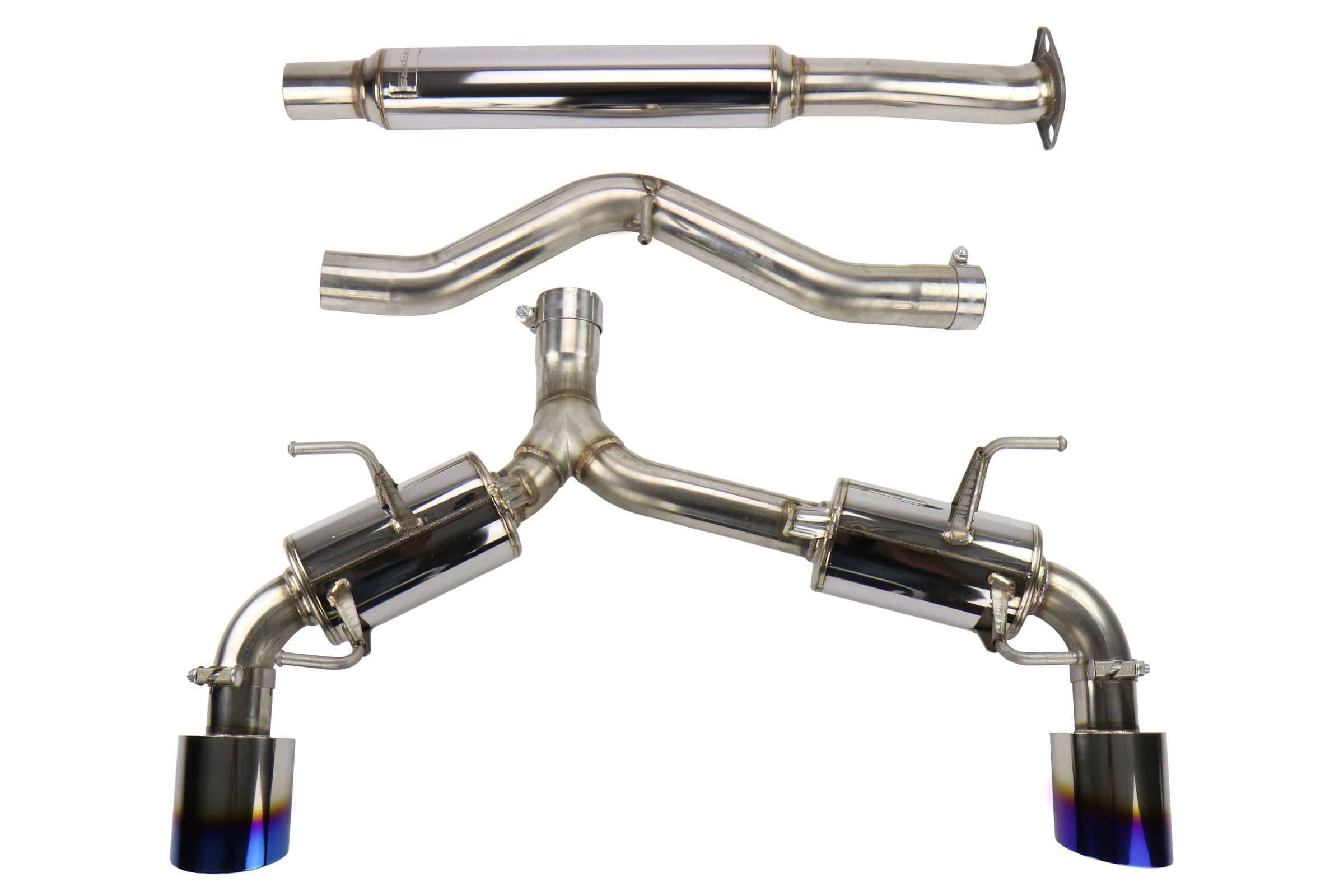 MXP Comp RS TI Tips Catback Exhaust System Blue Tips - 2013-2016 Scion FR-S / 2013-2024 Subaru BRZ / 2017-2024 Toyota GR86