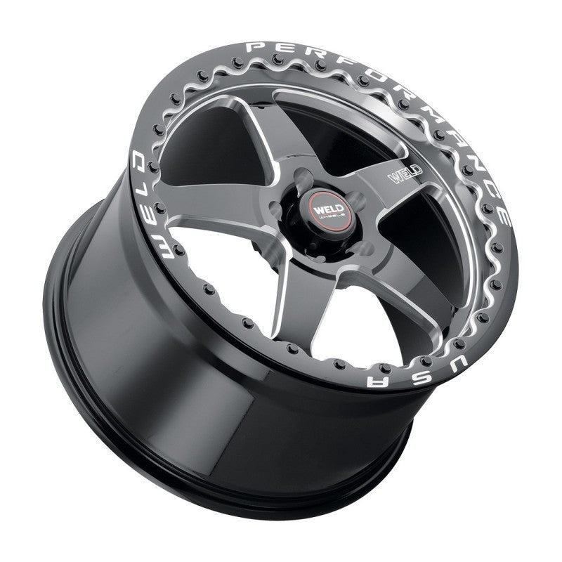 Weld S904 15x10 Ventura Beadlock 5x114.3 ET25 BS6.5 Gloss BLK MIL DIA 78.1