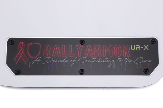Rally Armor UR Mudflaps Breast Cancer Awarness White w/ Black Emblem - 2015-2021 Subaru WRX / STI
