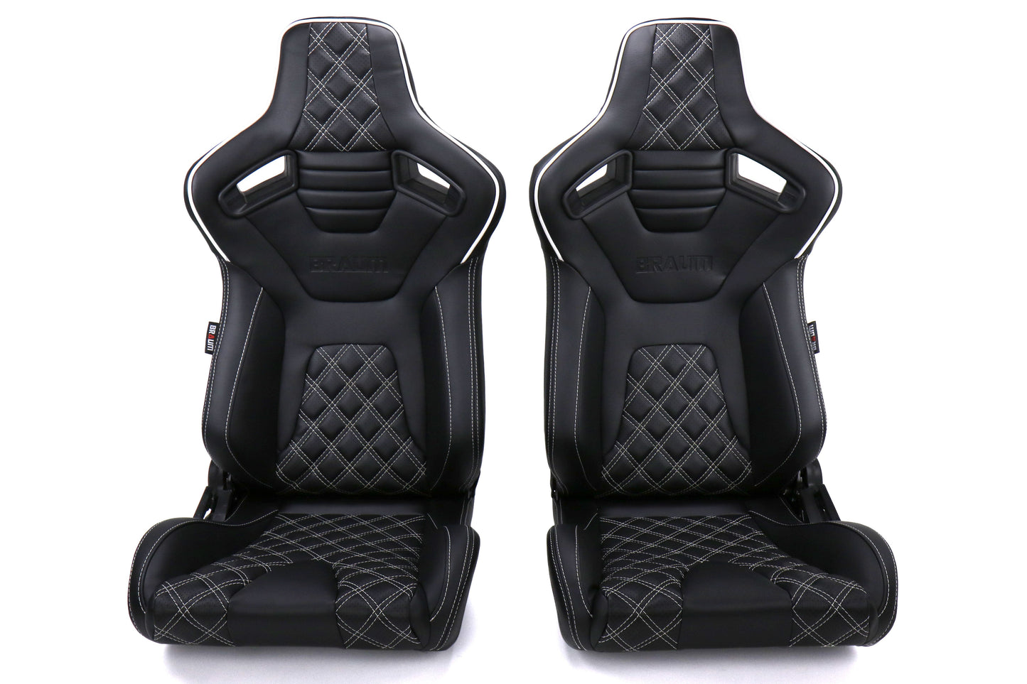 Braum Elite-X Series Racing Seats Diamond Edition White Piping Pair - Universal