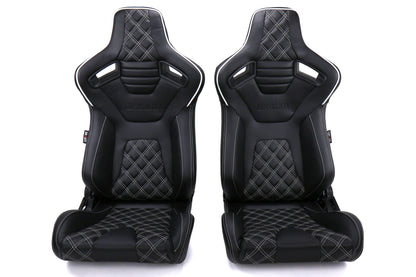 Braum Elite-X Series Racing Seats Diamond Edition White Piping Pair - Universal