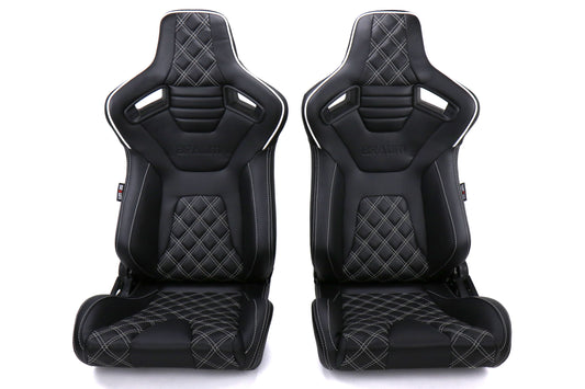 Braum Elite-X Series Racing Seats Diamond Edition White Piping Pair - Universal