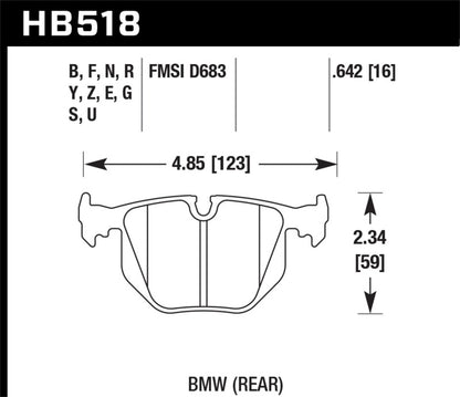 Hawk BMW 3/5/7Series/M3/M5/X3/X5/Z4/Z8 / Land Rover Range Rover DTC-60 Race Rear Brake Pads