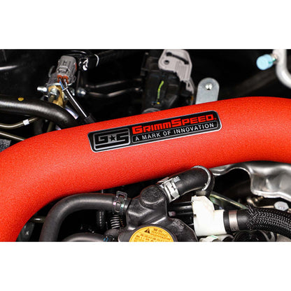 GrimmSpeed Front Mount Intercooler Kit Silver Core w/ Red Piping - 2015-2021 Subaru WRX