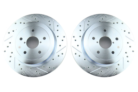 Stoptech C-Tek Sport Drilled and Slotted Rear Rotor Pair - 2005-2007 Subaru STI