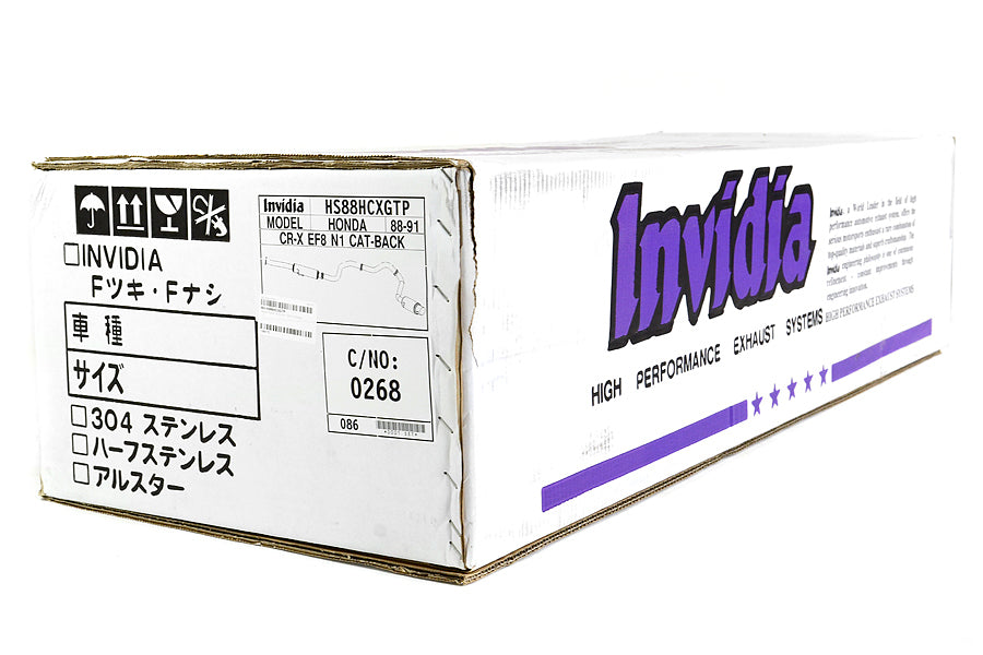 Invidia N1 Cat Back Exhaust - Stainless Steel Tip - 1988-1991 Honda CRX
