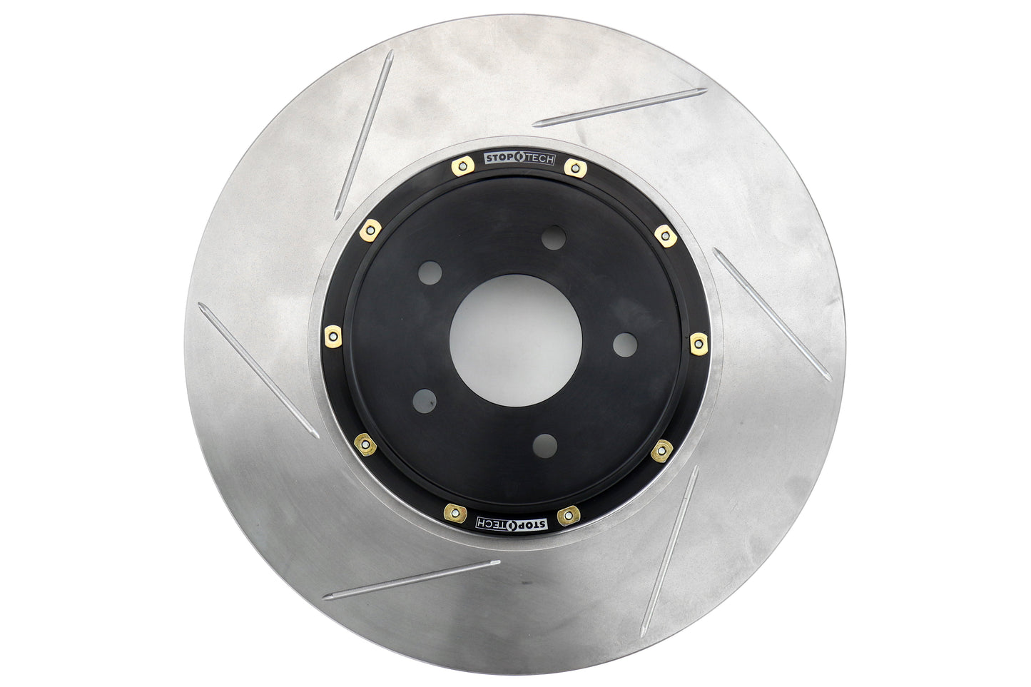 Stoptech 2 Piece AeroRotor and Hat 350x32 Slotted Front Right - 2008-2015 Mitsubishi Evo X