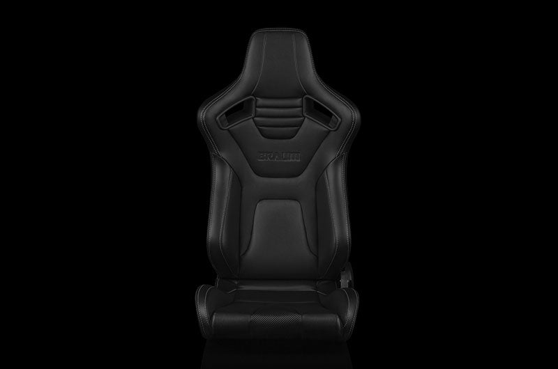 Braum Elite-X Series Sport Seats - Black Leatherette (White Stitching) Pair - Universal