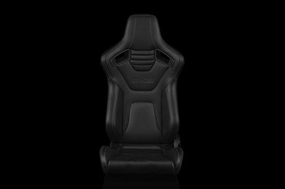 Braum Elite-X Series Sport Seats - Black Leatherette (White Stitching) Pair - Universal