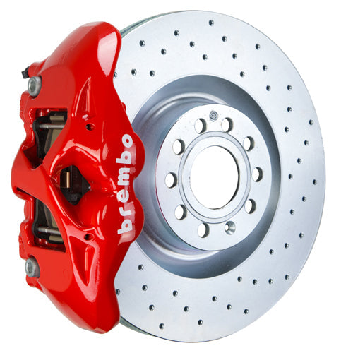 Brembo GT Systems Monobloc 4 Piston 345mm Cross Drilled Red - Volkswagen Models (Inc. 2015+ GTI / 2016+ Golf R)