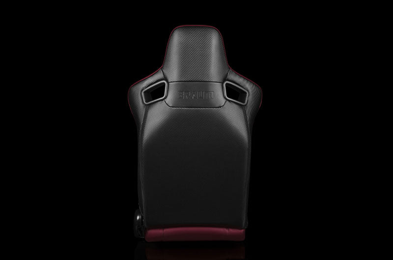 Braum Elite-X Series Sport Seats - Maroon Leatherette (Black Stitching) Pair - Universal