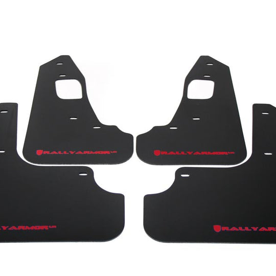 Rally Armor UR Mudflaps Black Urethane Red Logo - 2008-2015 Mitsubishi Evo X