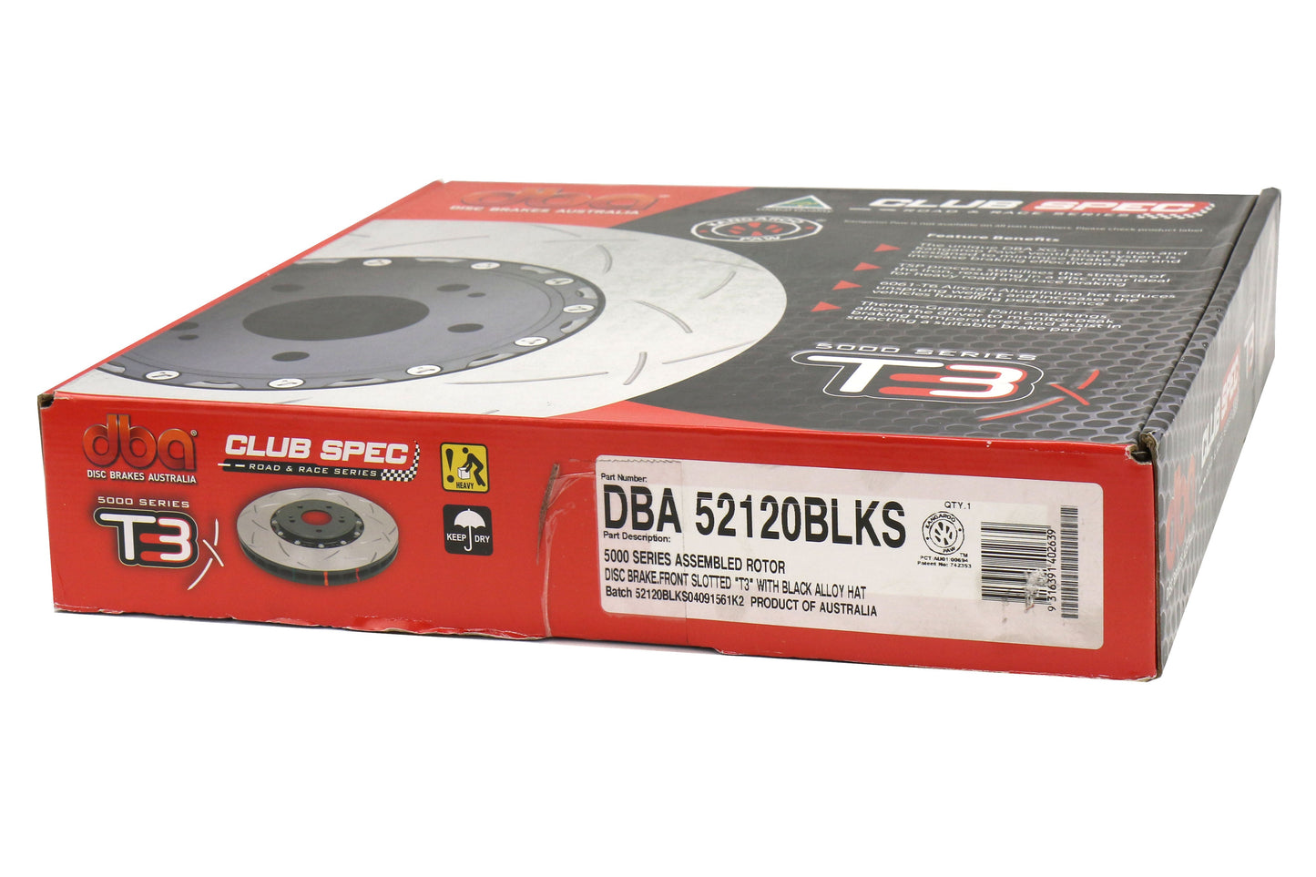DBA T3 5000 Series Uni-Directional Slotted Front 2 Piece Rotor - 2013-2018 Ford Focus ST