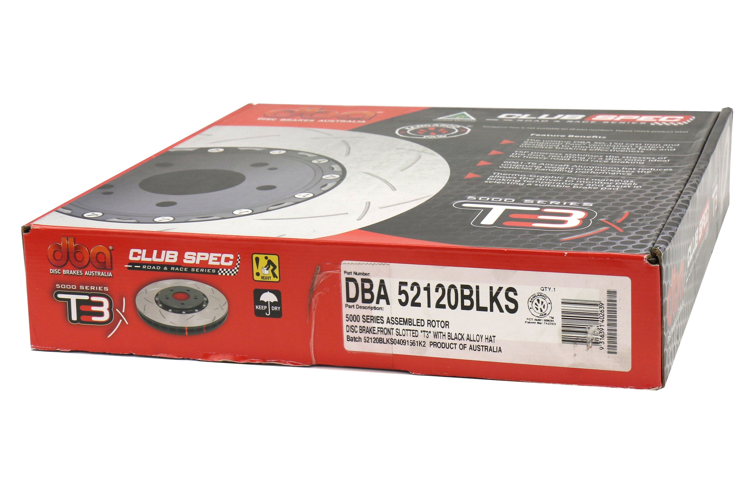 DBA T3 5000 Series Uni-Directional Slotted Front 2 Piece Rotor - 2013-2018 Ford Focus ST
