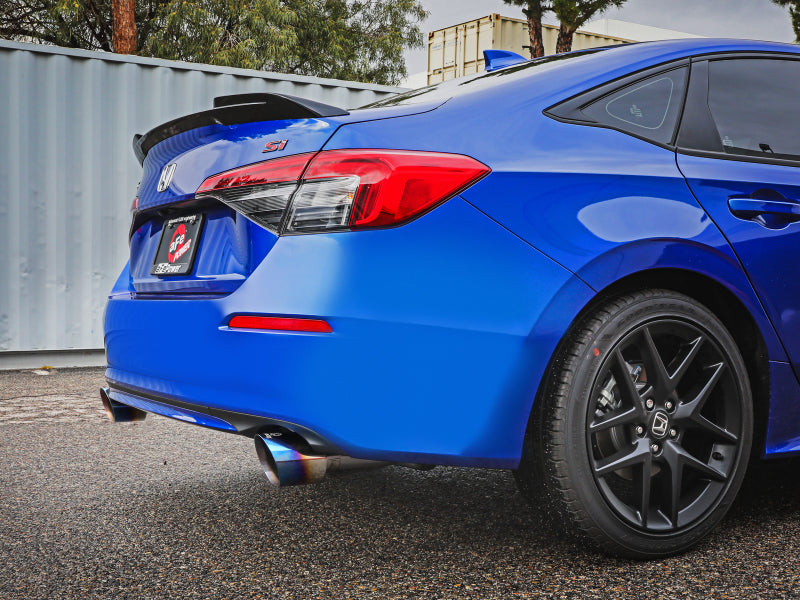 aFe POWER Takeda 22-23 Honda Civic Si I4-1.5L (t) 2.5in to 3in 304 SS CB Exhaust - Blue Flame Tips (49-36630-L)