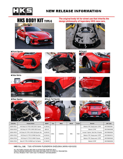 HKS TYPES Complete Body Aero Kit - 2022-2024 Subaru BRZ