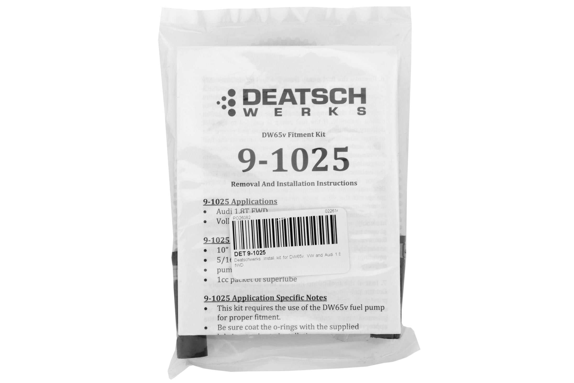 DeatschWerks DW65v Install Kit - Volkswagen/Audi Models (inc. 1999-2006 Volkswagen Golf GTi 1.8t / 2000-2006 Audi TT)